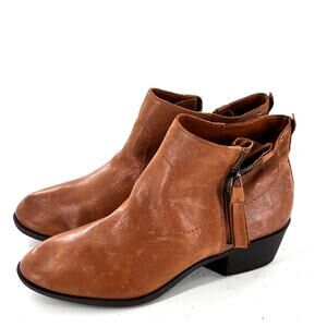 LUCKY BRAND Blandre Ankle Boots 7 Brown Tan NWOT Ankle Booties Western Leather